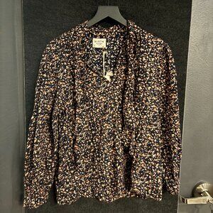 Mirth Venice tie neck blouse in Bonfire